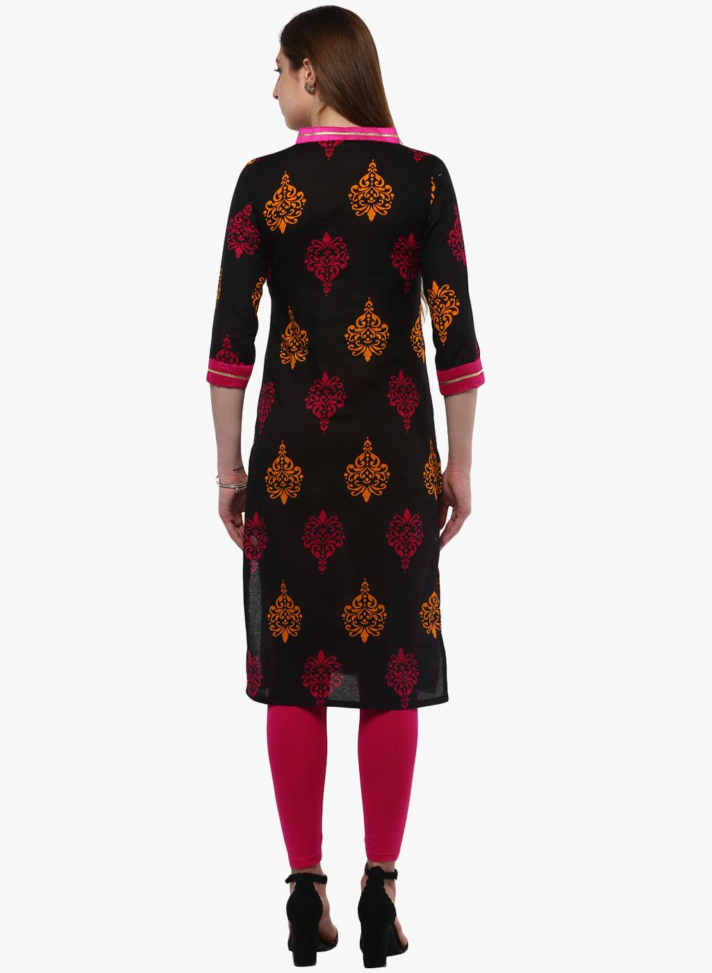 Divena Printed Black cotton Kurti - divena world-Mohi