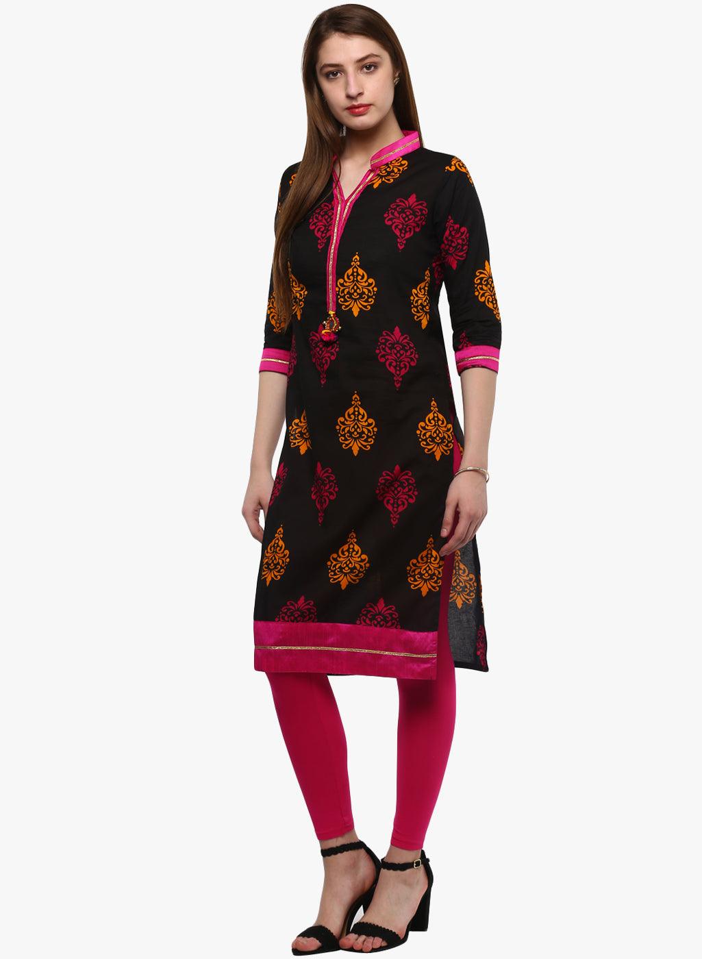 Divena Printed Black cotton Kurti - divena world-Mohi