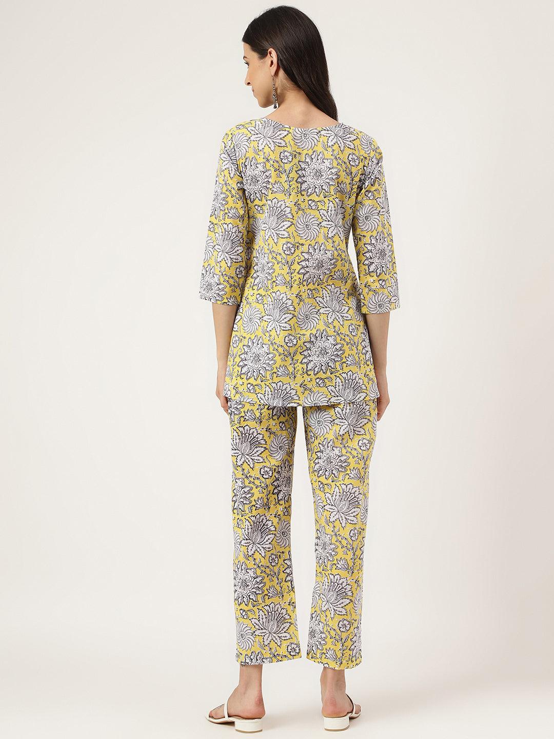 Divena Yellow Printed Loungewear/Nightwear - divena world-Mohi