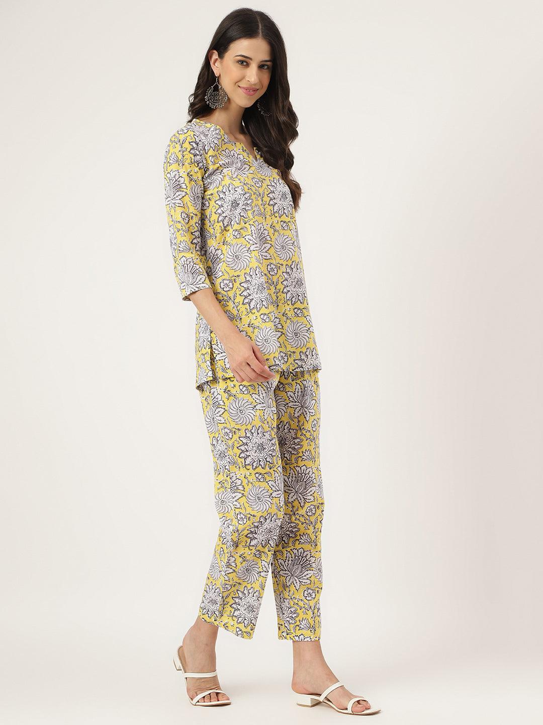 Divena Yellow Printed Loungewear/Nightwear - divena world-Mohi