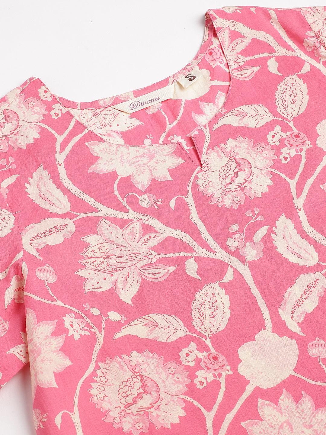 Divena Pink Printed Loungewear/Nightwear - divena world-Mohi