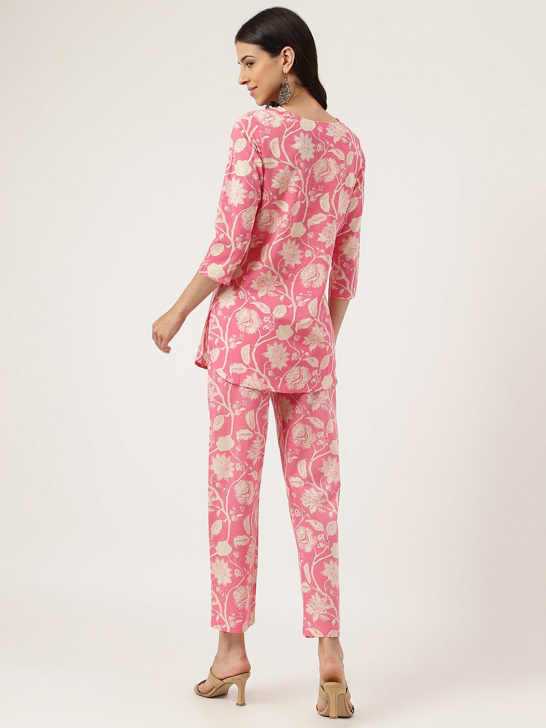 Divena Pink Printed Loungewear/Nightwear - divena world-Mohi