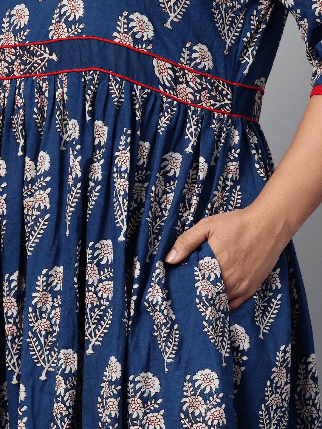 Plus Size Royal Blue Printed Floor Length Anarkali - divena world-Mohi