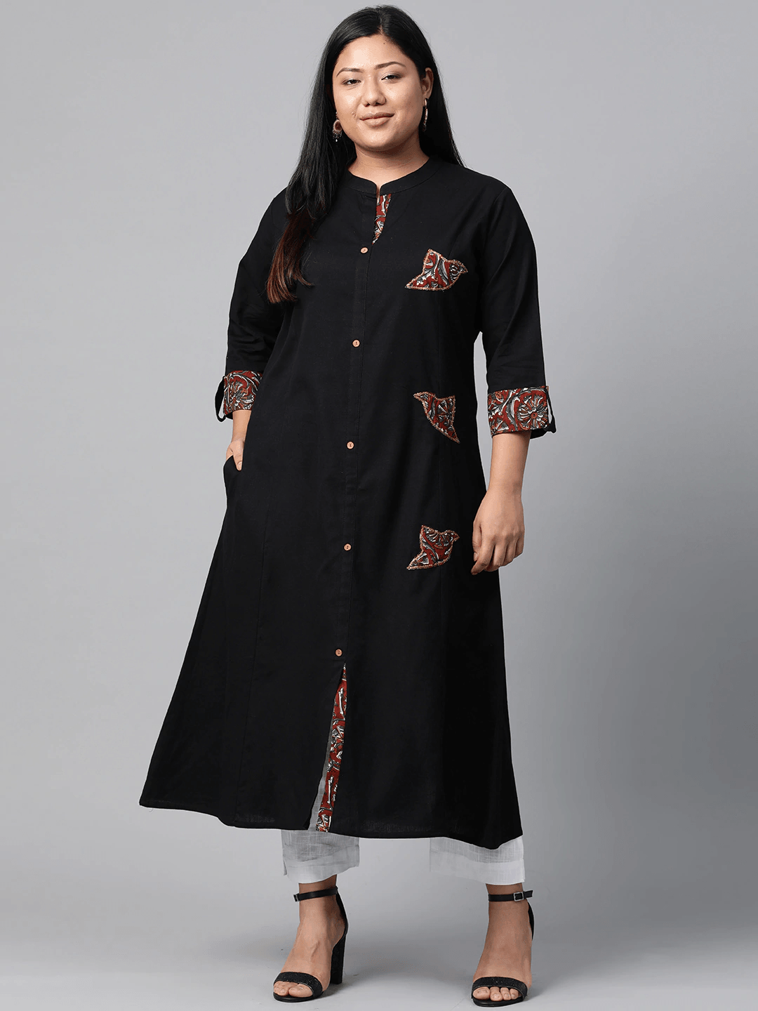 Plus SIze Sequin Work Black Kurta - divena world-Mohi