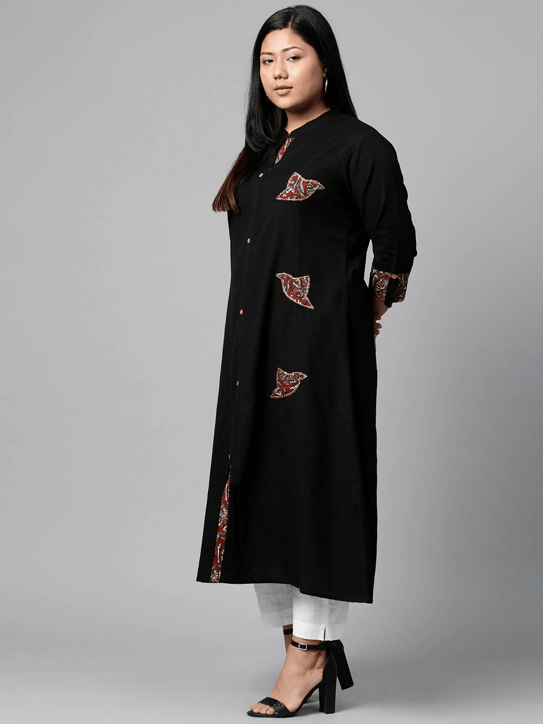 Plus SIze Sequin Work Black Kurta - divena world-Mohi