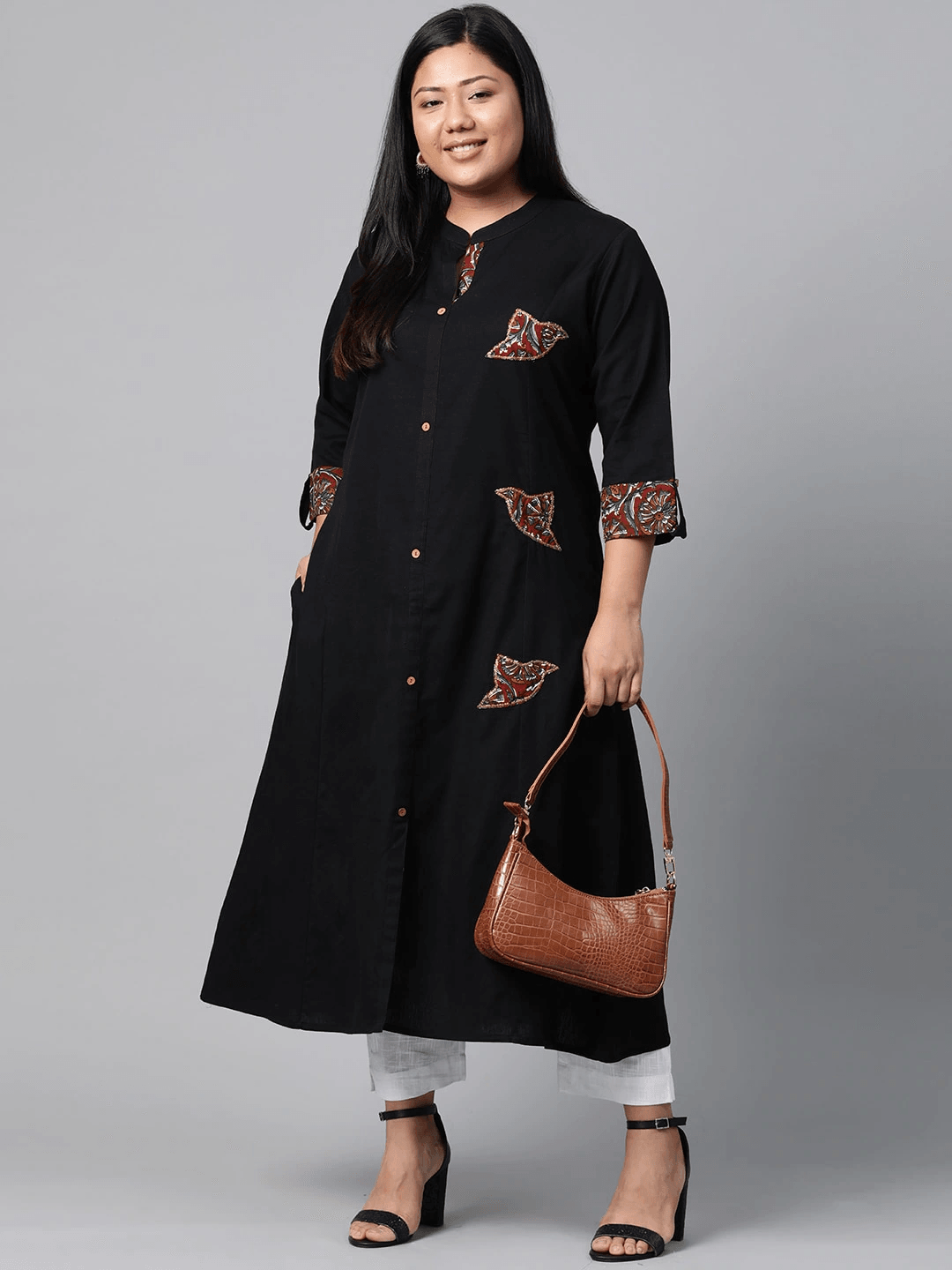 Plus SIze Sequin Work Black Kurta - divena world-Mohi