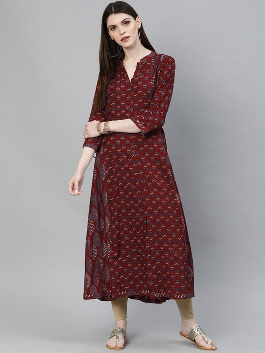 Divena Maroon Rayon Kurta - divena world-Mohi