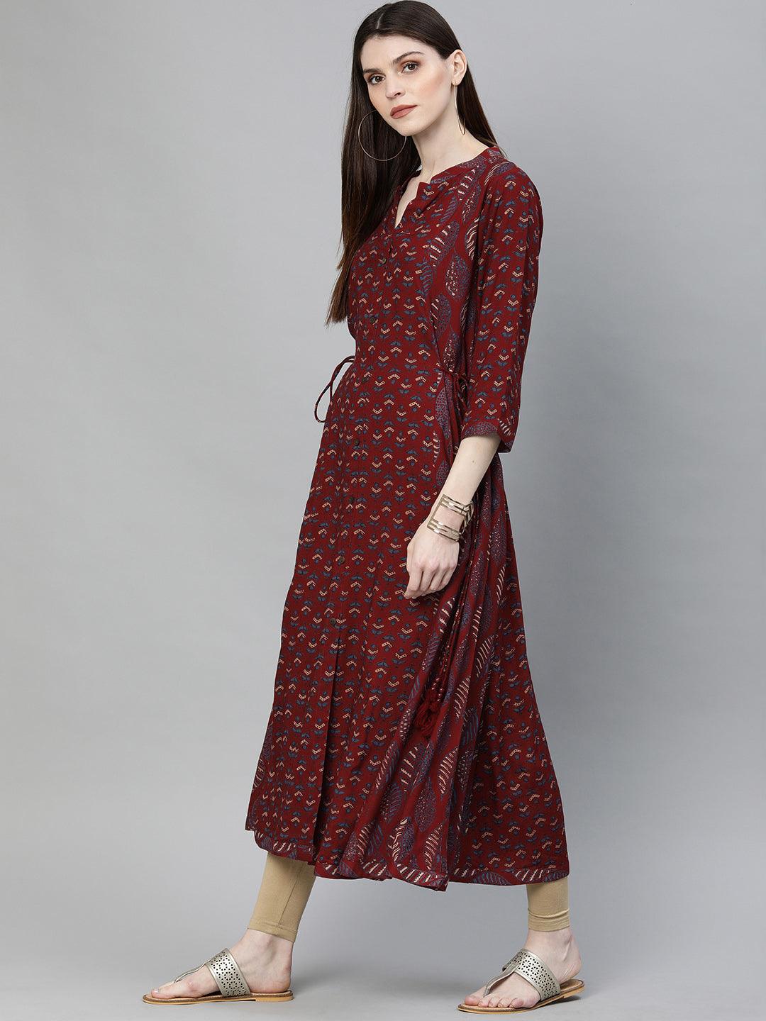 Divena Maroon Rayon Kurta - divena world-Mohi