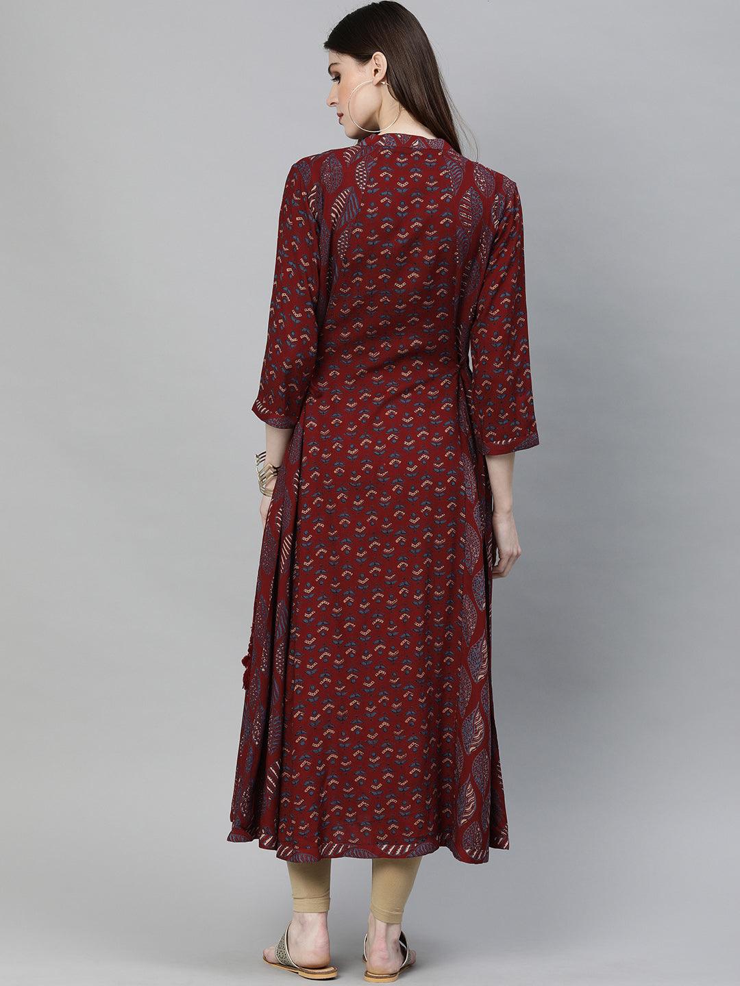 Divena Maroon Rayon Kurta - divena world-Mohi