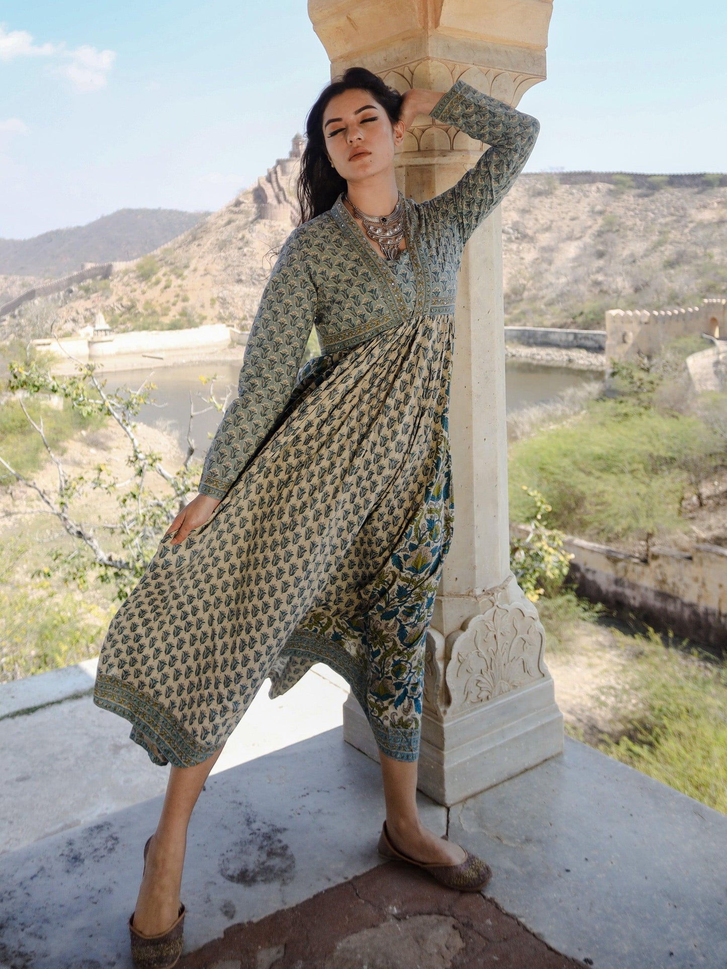 Divena Block Print Mulmul Kurta - divenaworld.com