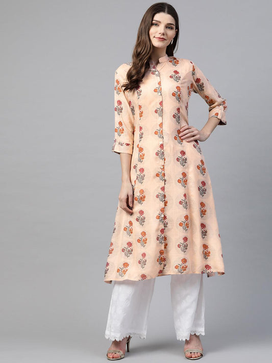 Divena A-Line Pink Rayon Kurta - divena world-Mohi