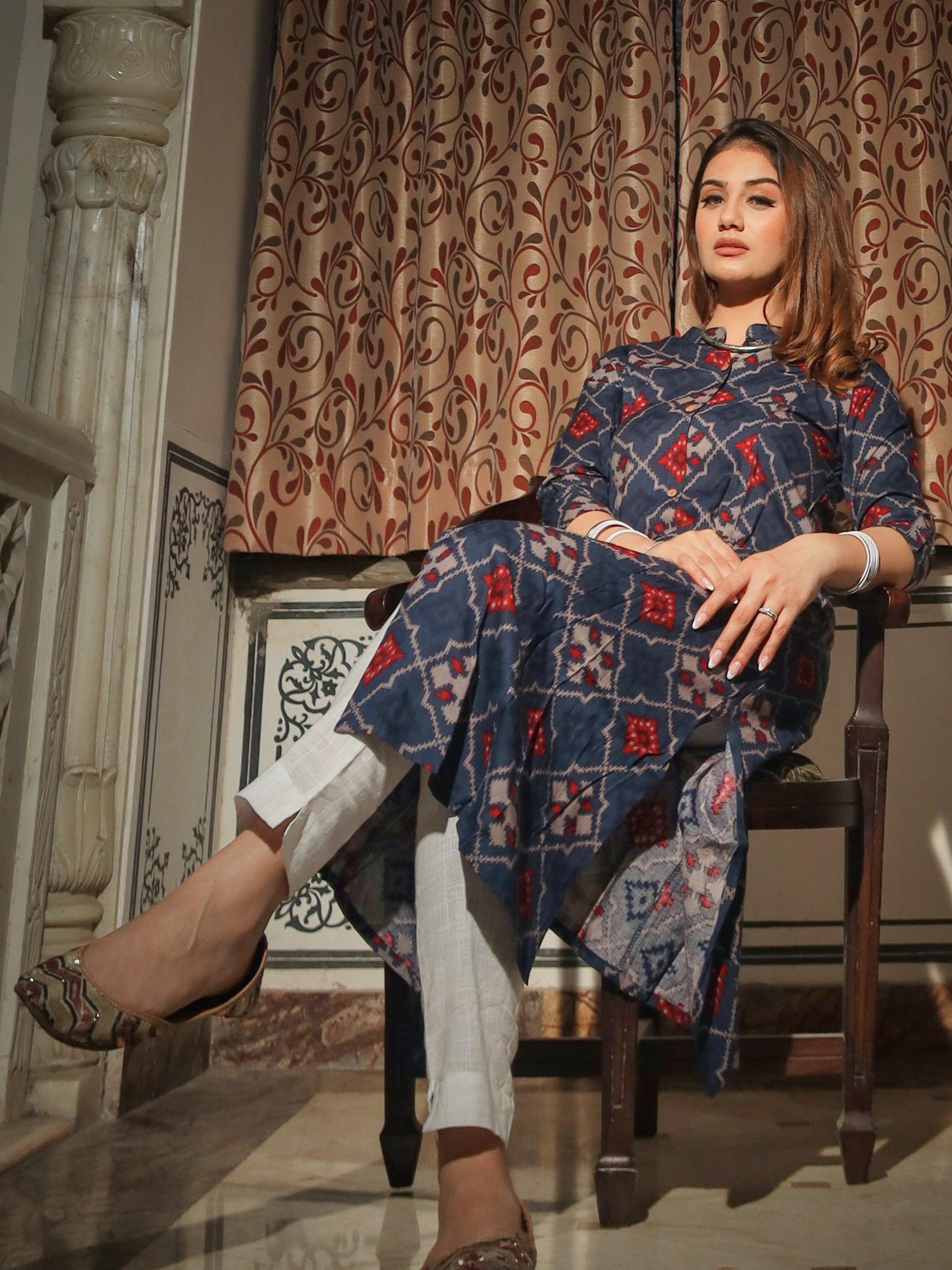 Divena A-Line Printed Rayon Kurta - divenaworld.com