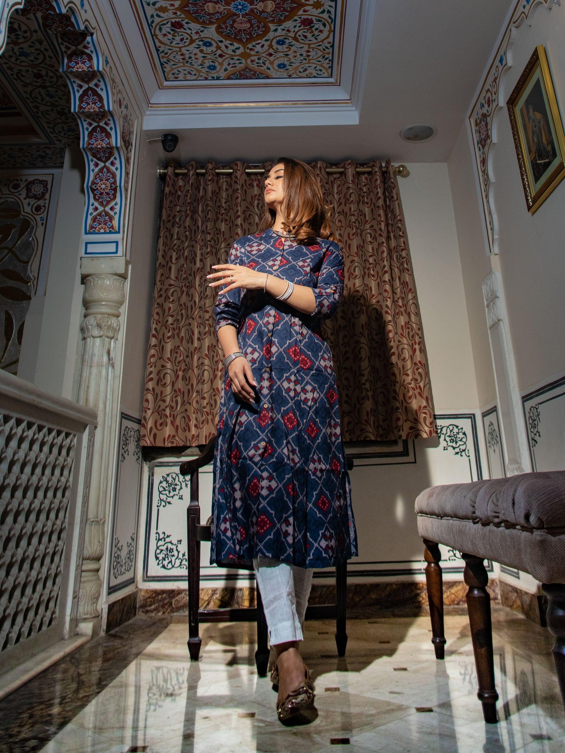 Divena A-Line Printed Rayon Kurta - divenaworld.com