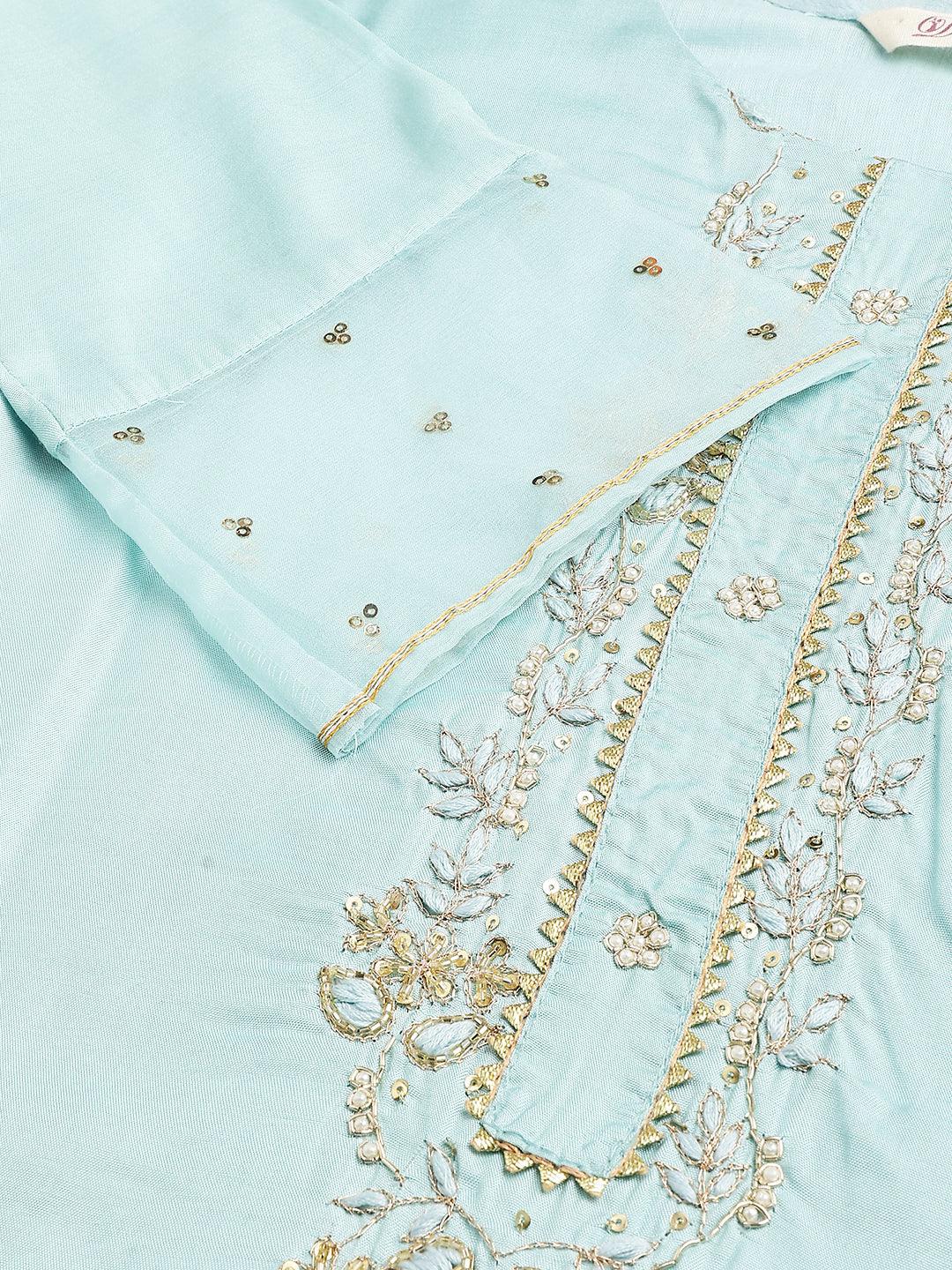 Sea Green Muslin Embroidery Kurta Set