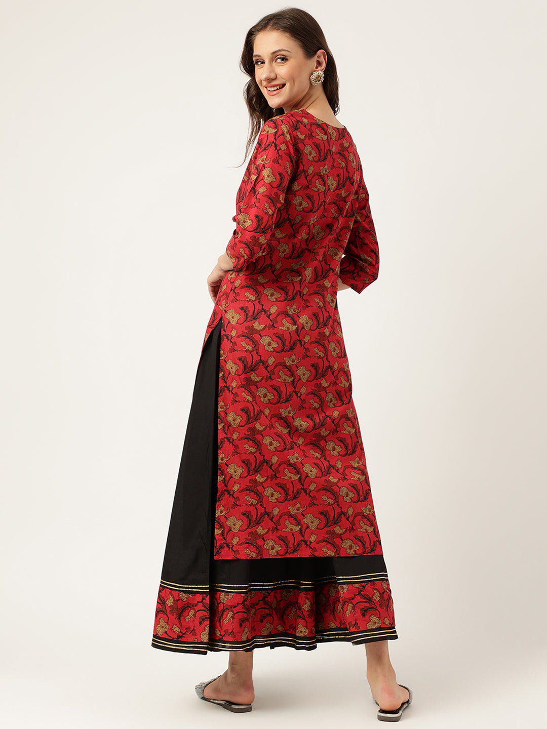 Floral Printed Cotton Kurta with Sharara Set