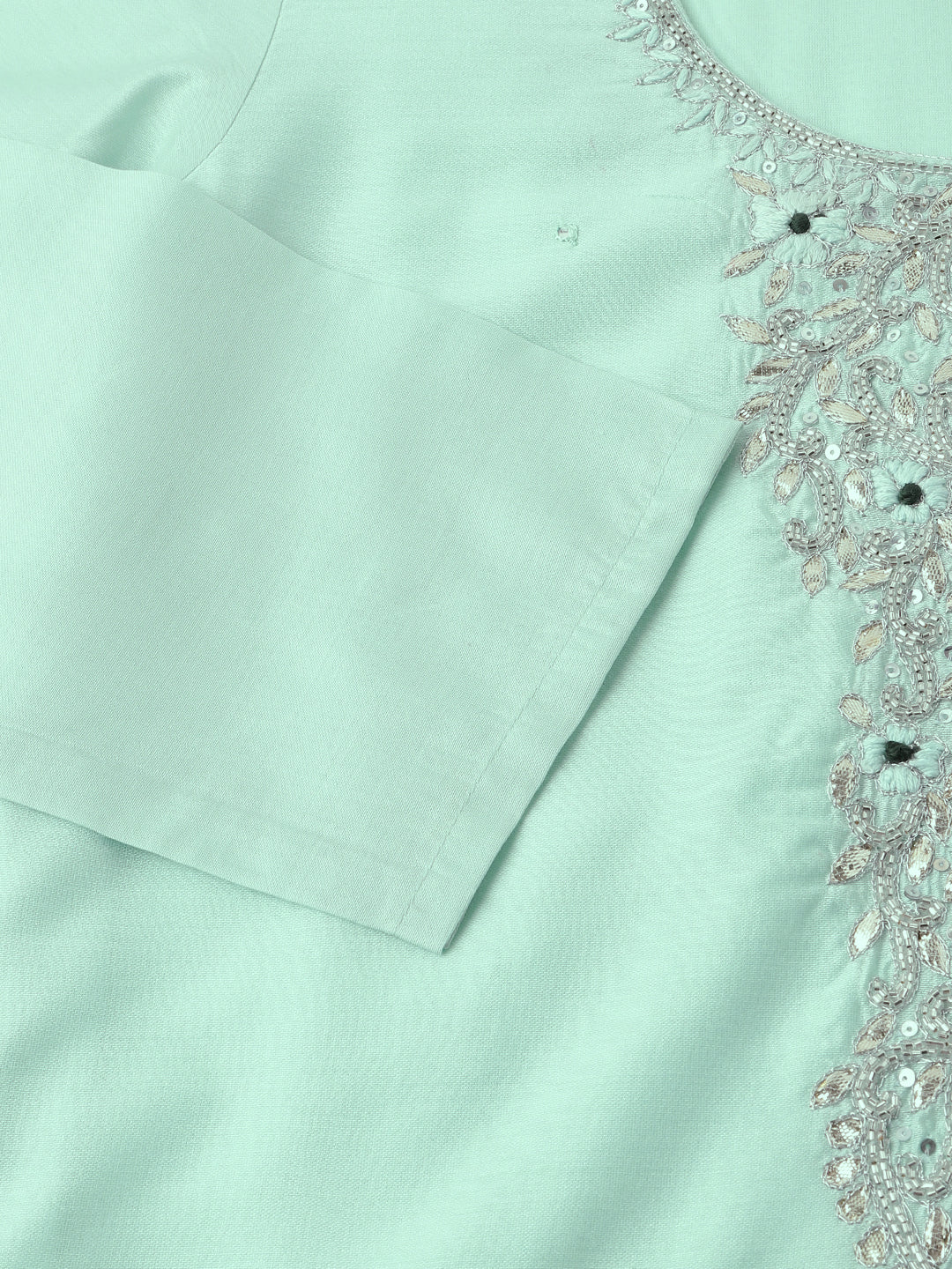  Sea Green Embroidered Chanderi Kurta With Dupatta