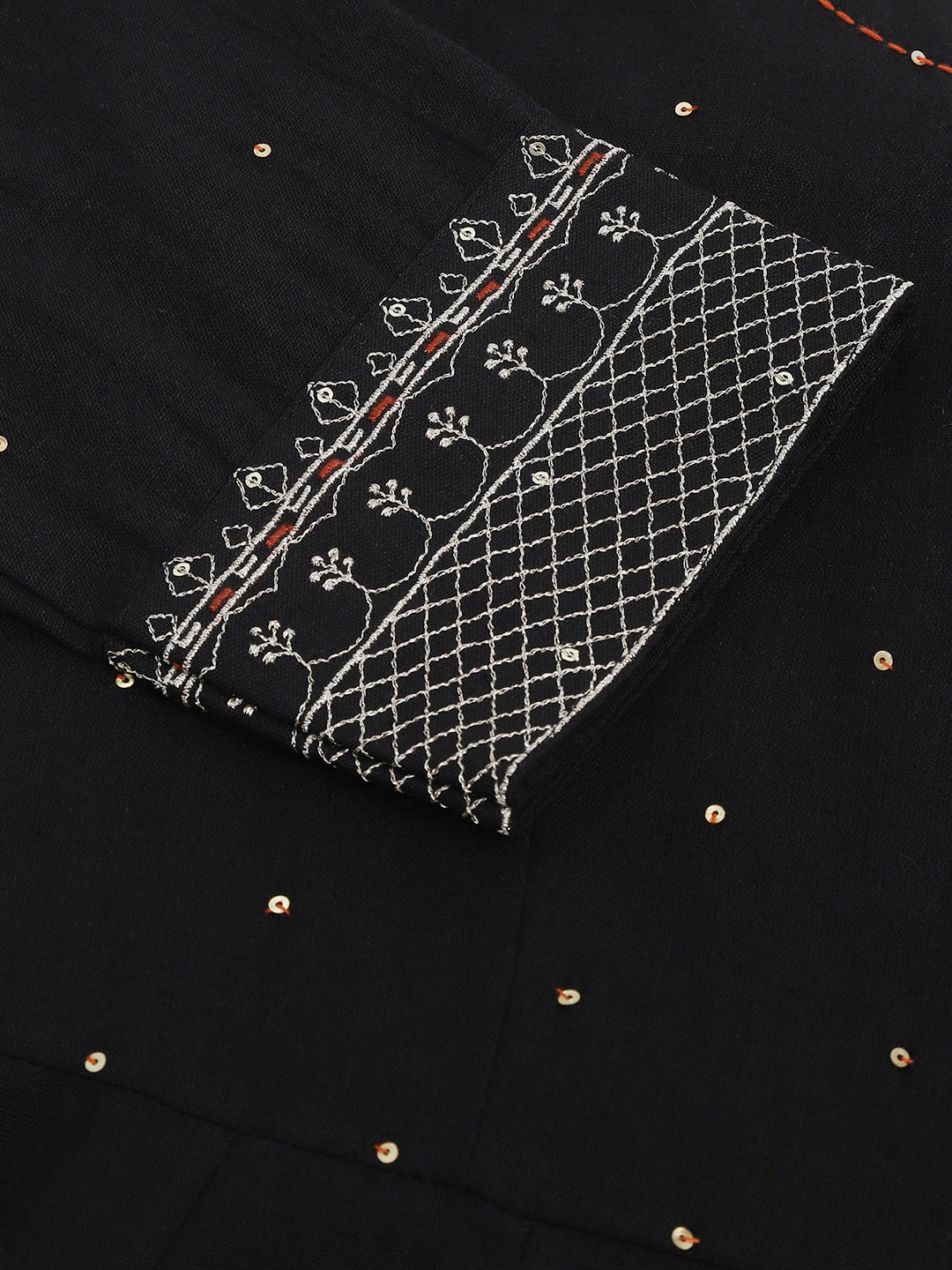 Black Embroidered Cotton Anarkali Kurta