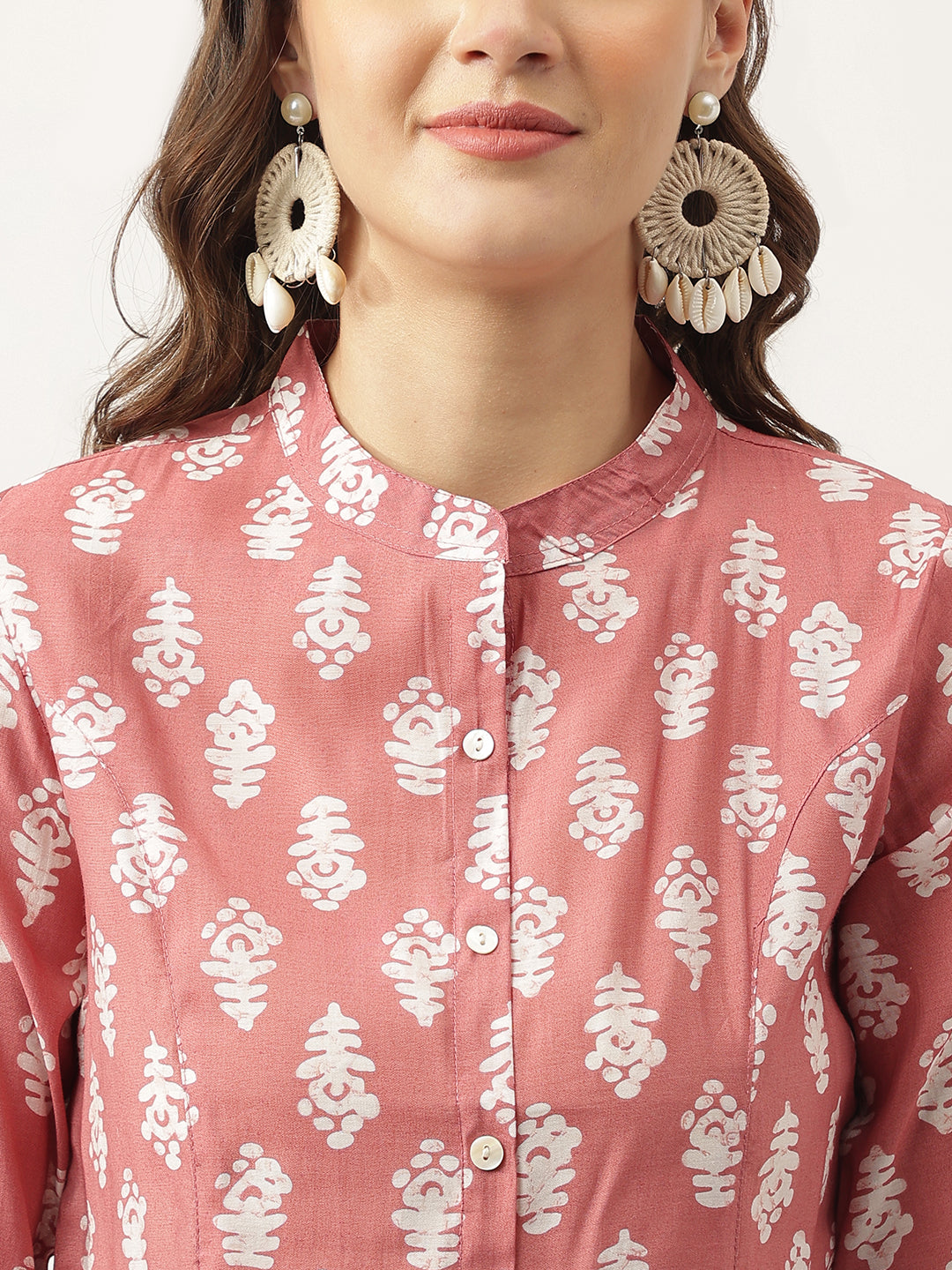 Peach Printed Modal Chanderi Top