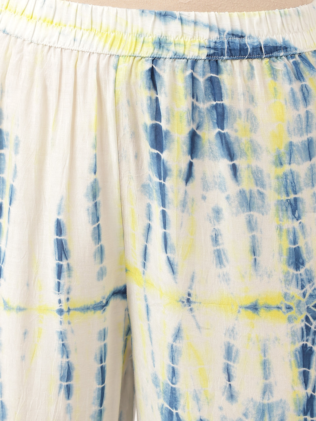 Yellow Blue Tie Dye Muslin Co Ord Set