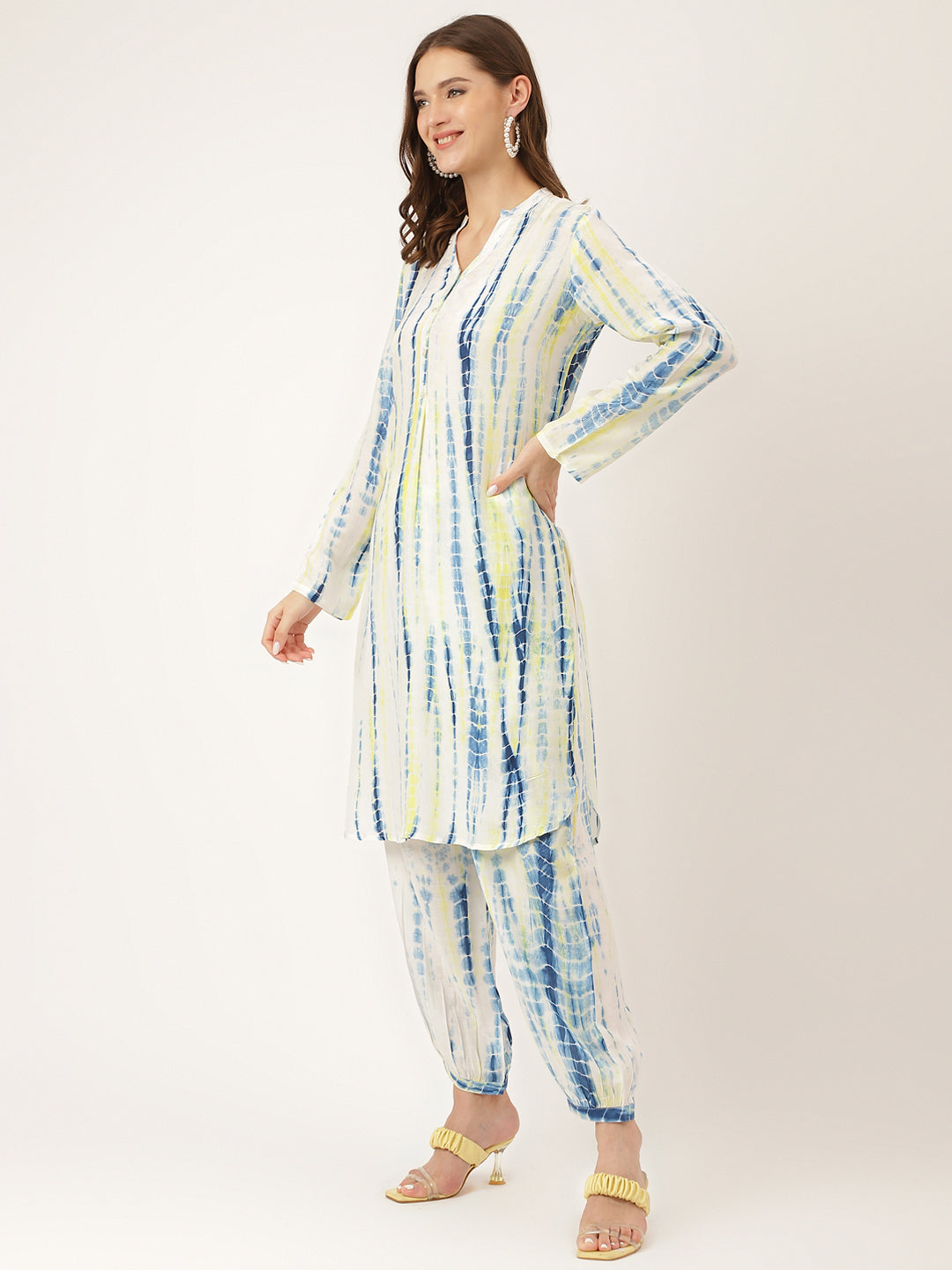 Yellow Blue Tie Dye Muslin Co Ord Set