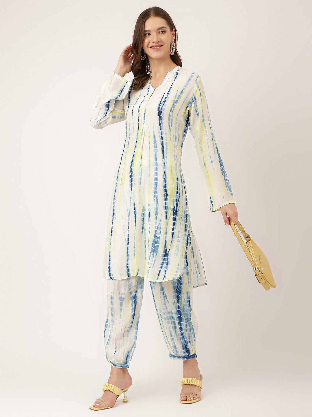 Yellow Blue Tie Dye Muslin Co Ord Set