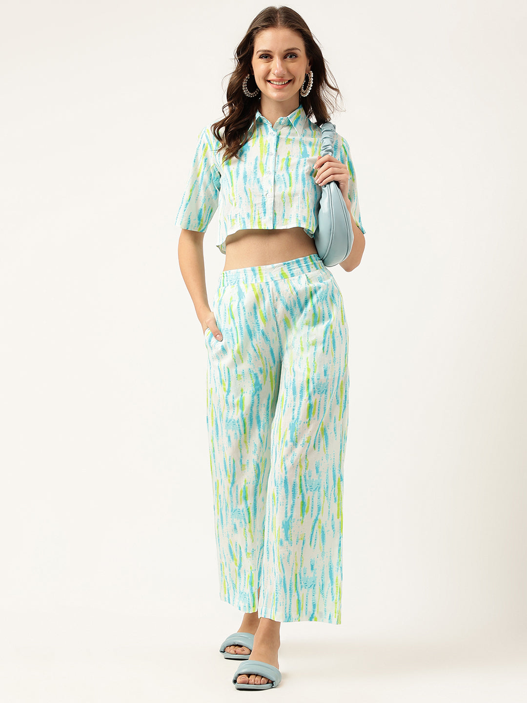 Women Tie And Dye Pure Cotton Shirt With Trousers