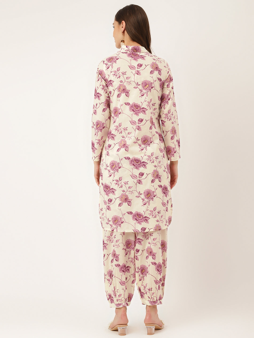 Purple Floral Print Cotton Co-ord Set