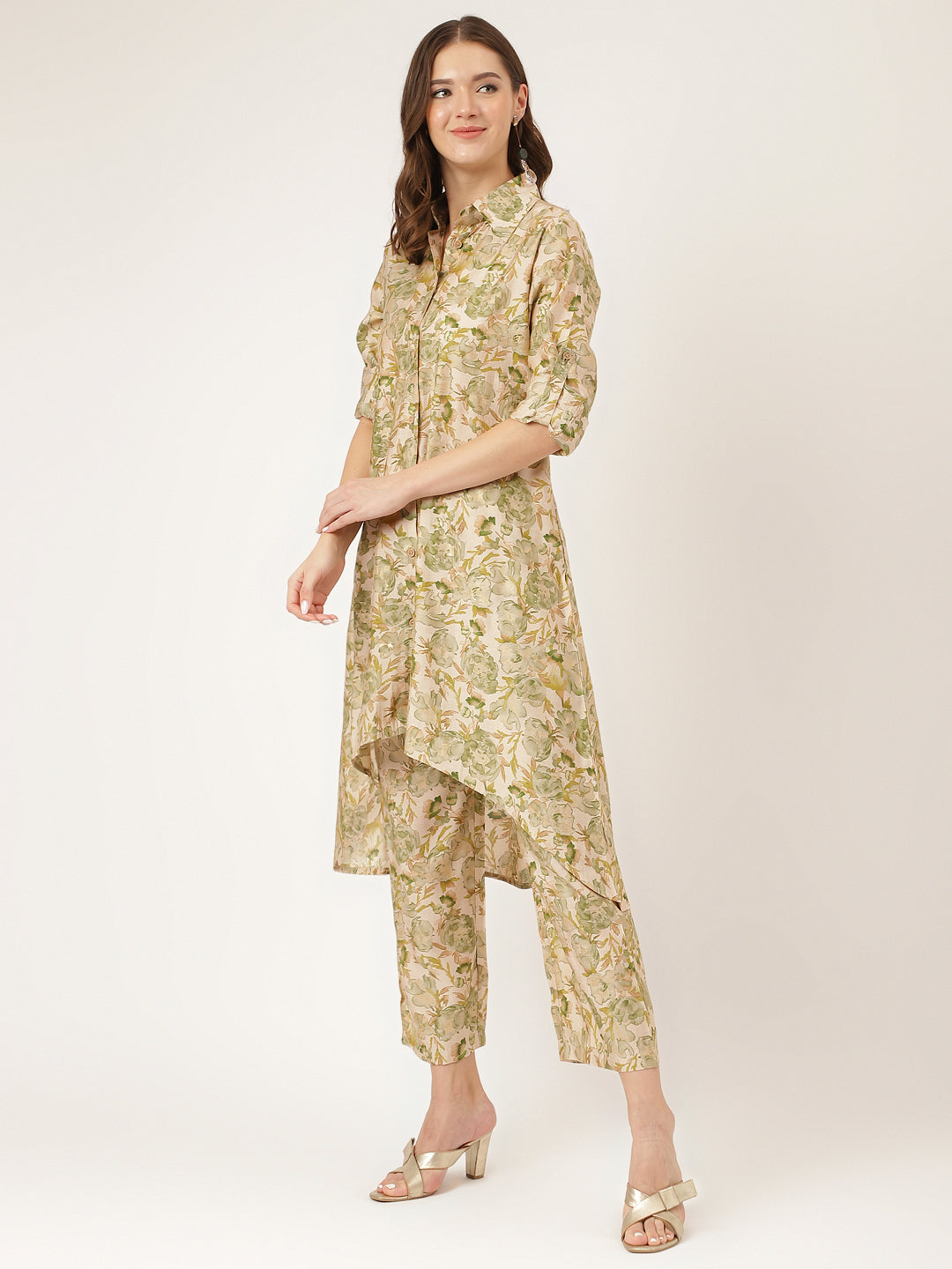 Green Foil Printed Chanderi Co-ord Set