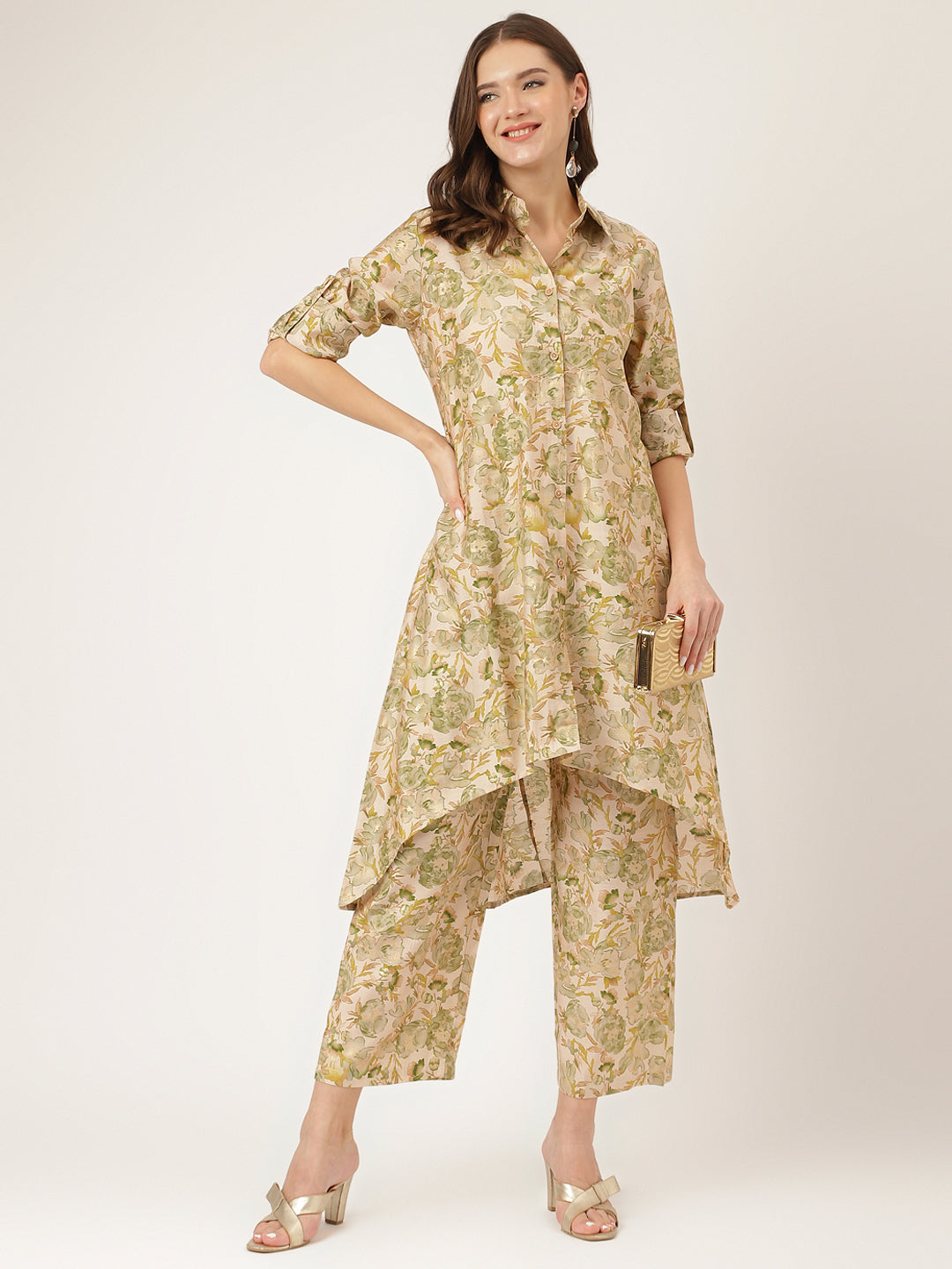 Green Foil Printed Chanderi Co-ord Set