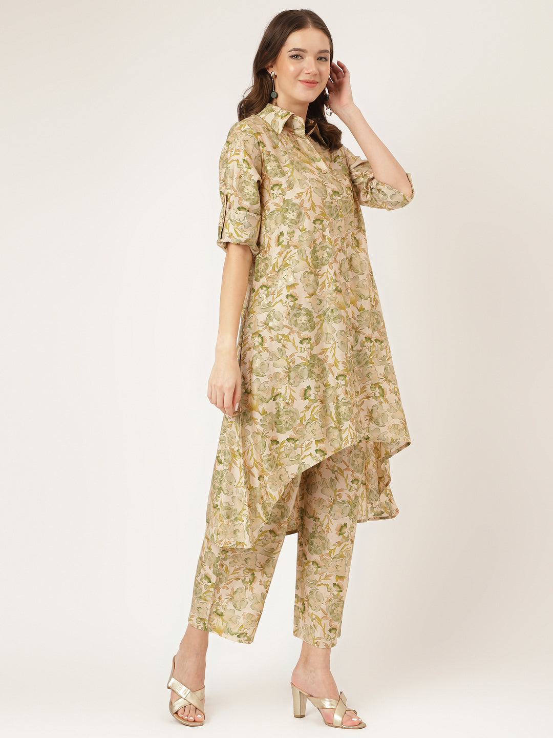 Green Foil Printed Chanderi Co-ord Set