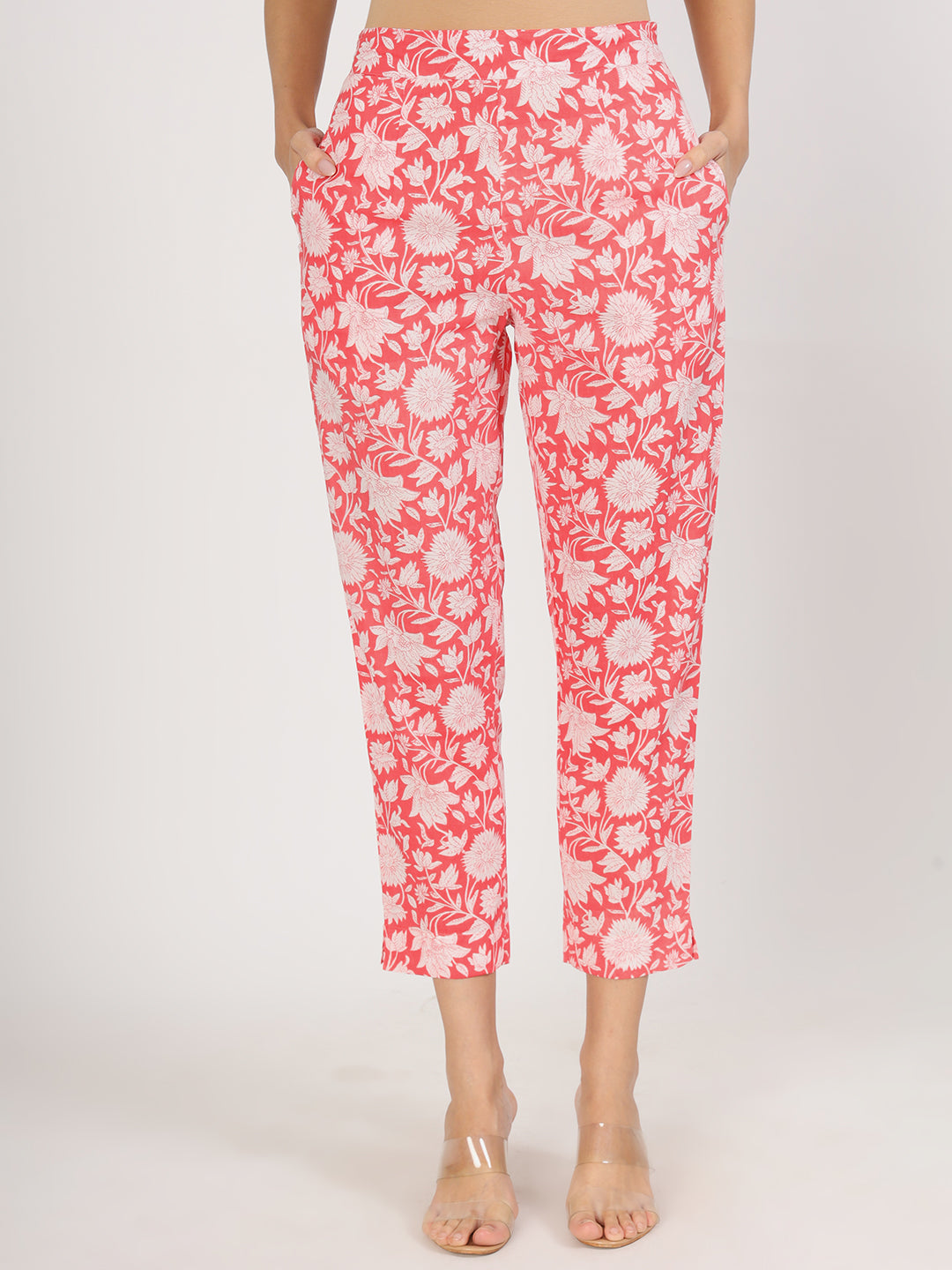 Pink Floral Printed Cotton Kurta with Herem Pant Co ord Set