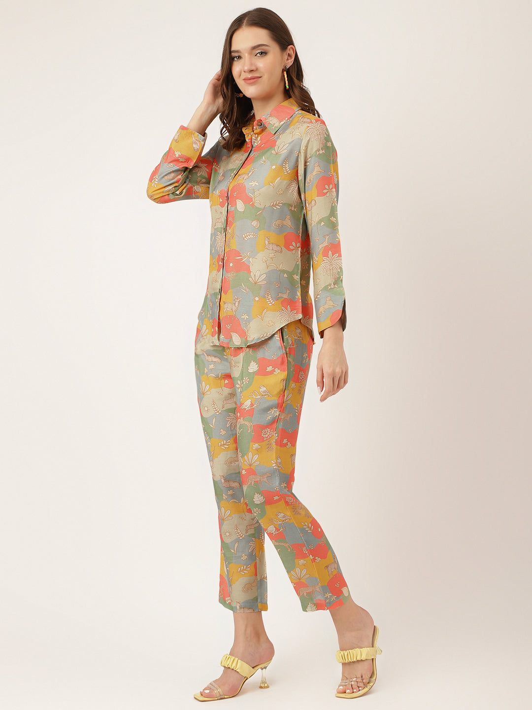 Multi Color Quirky Print Muslin Co-ord Set