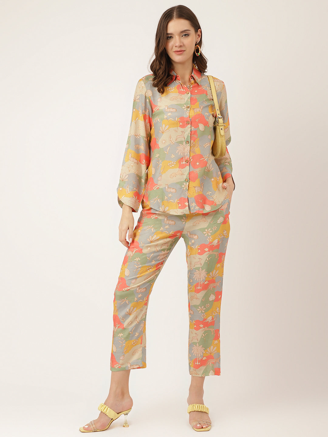 Multi Color Quirky Print Muslin Co-ord Set