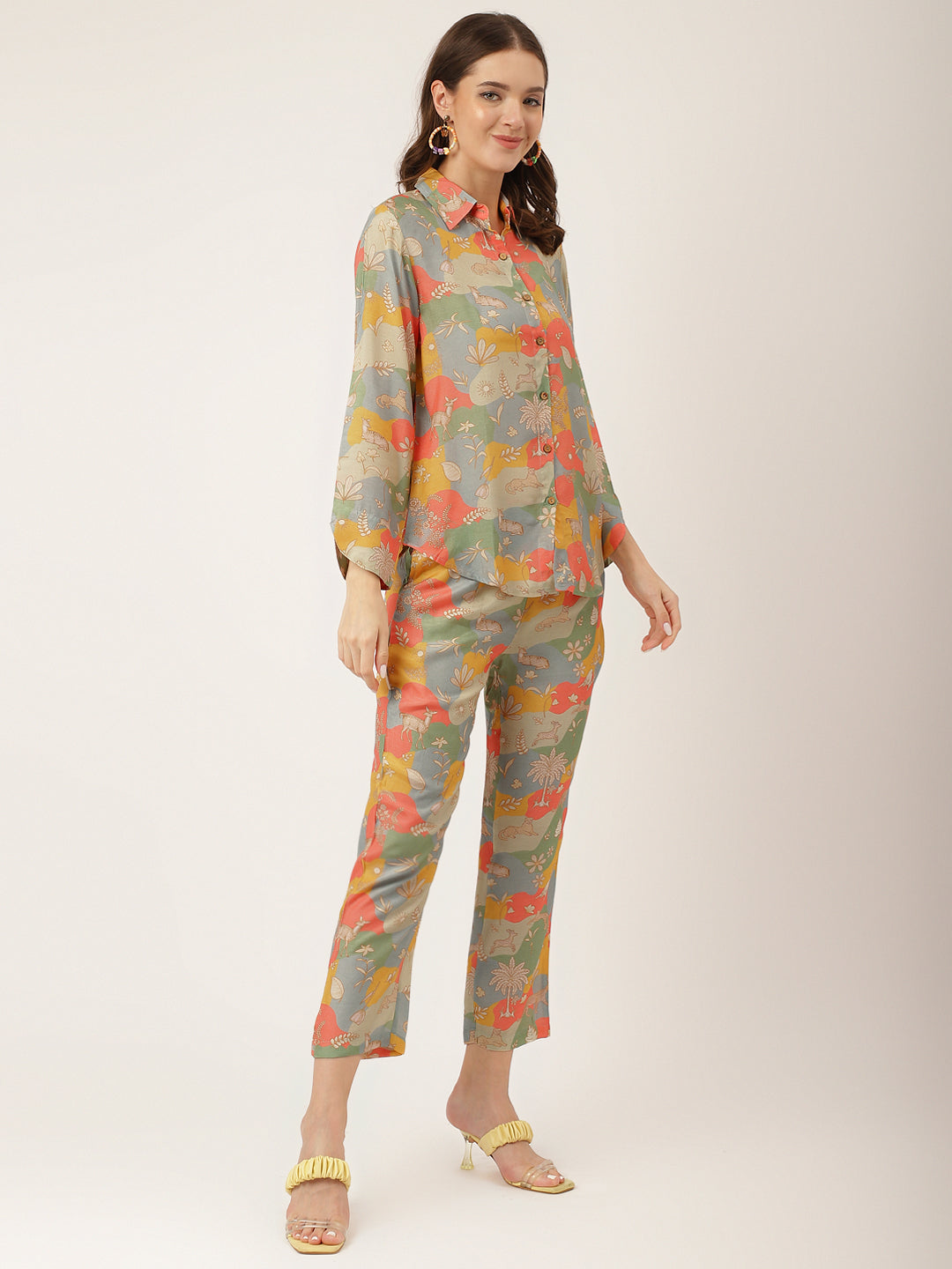 Multi Color Quirky Print Muslin Co-ord Set