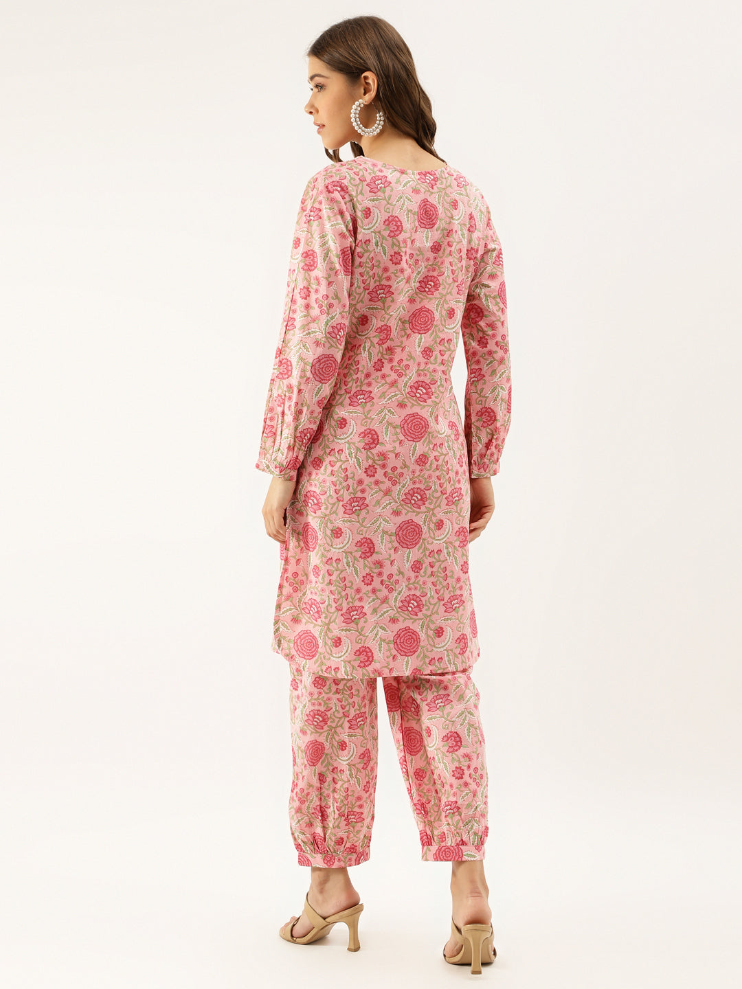 Pink Floral Print Cotton Co-ord set