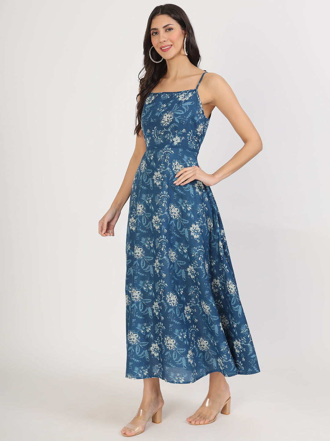 Indigo Blue Cotton Long Dress for Women