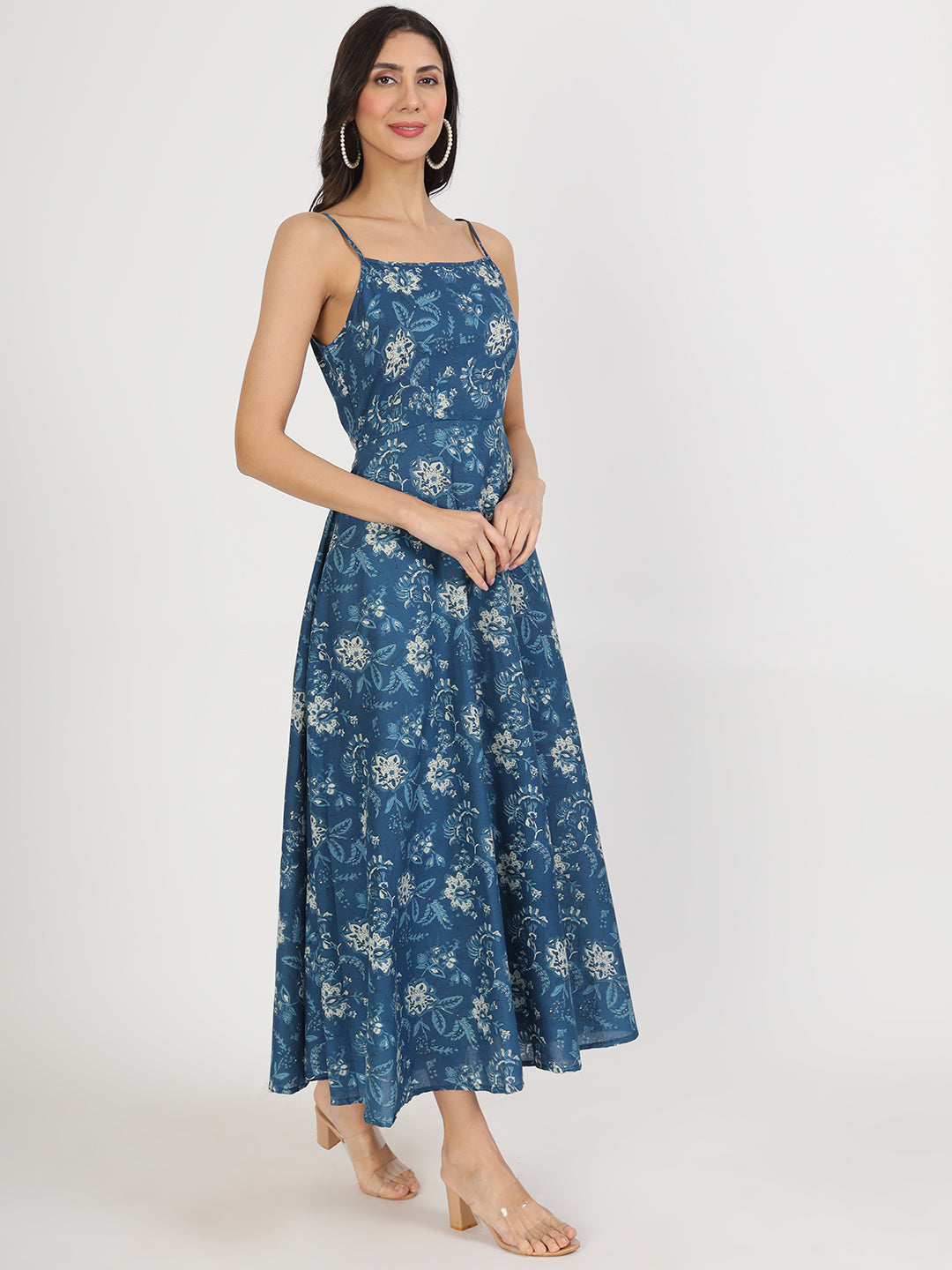 Indigo Blue Cotton Long Dress for Women