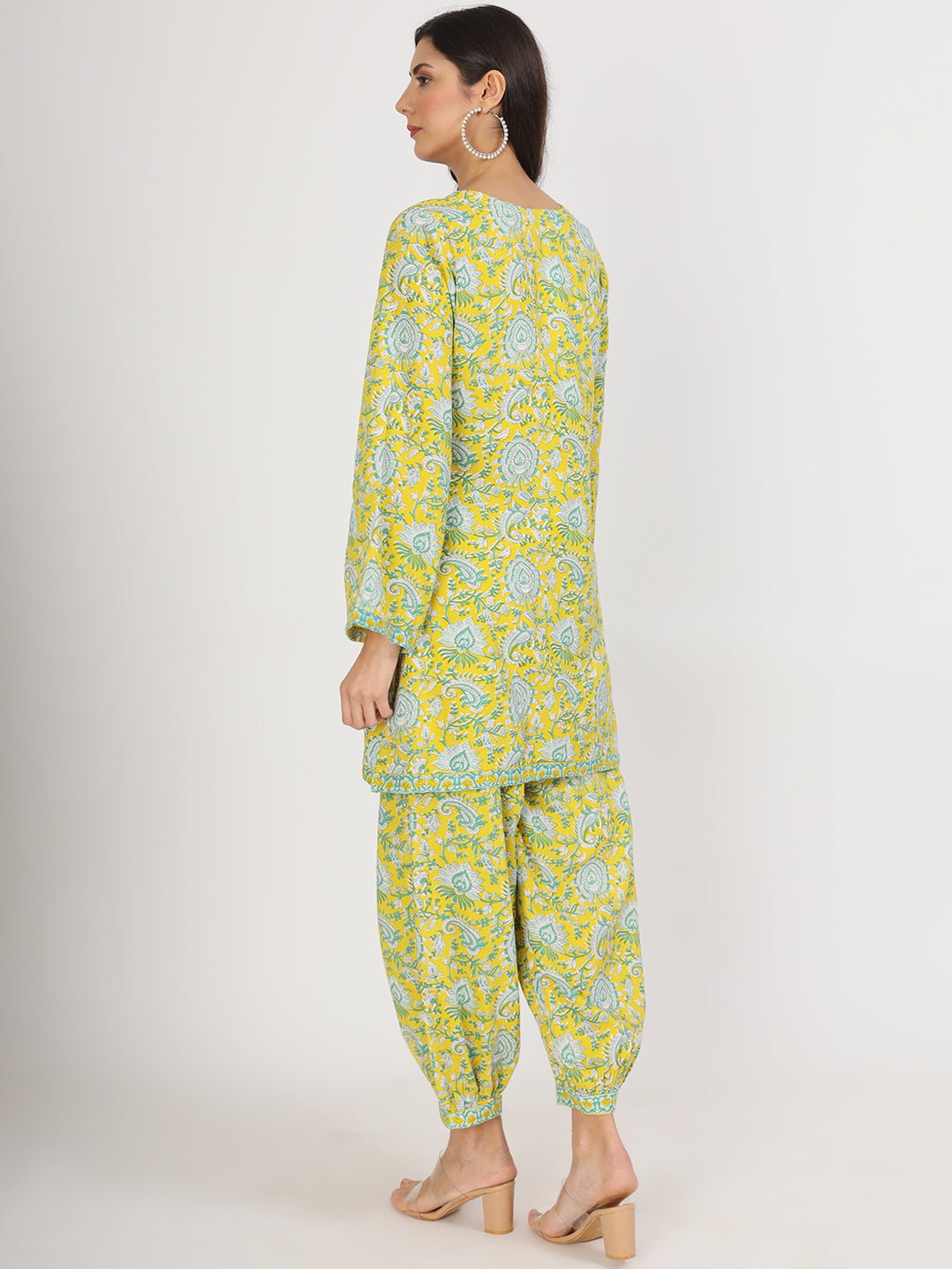 Mustard Floral Print Rayon Co-ord set