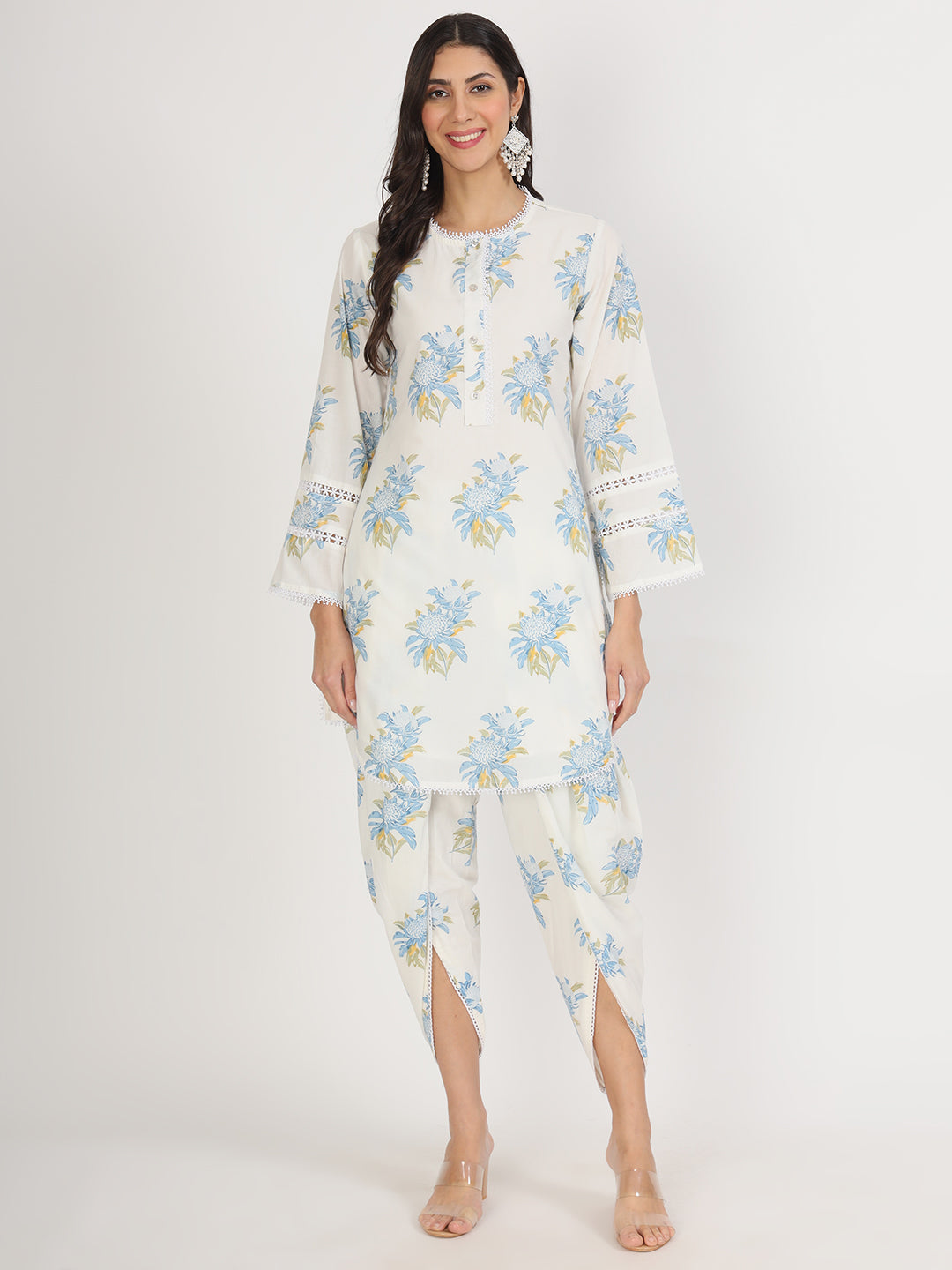 off White Floral Print Cotton Co-ord set