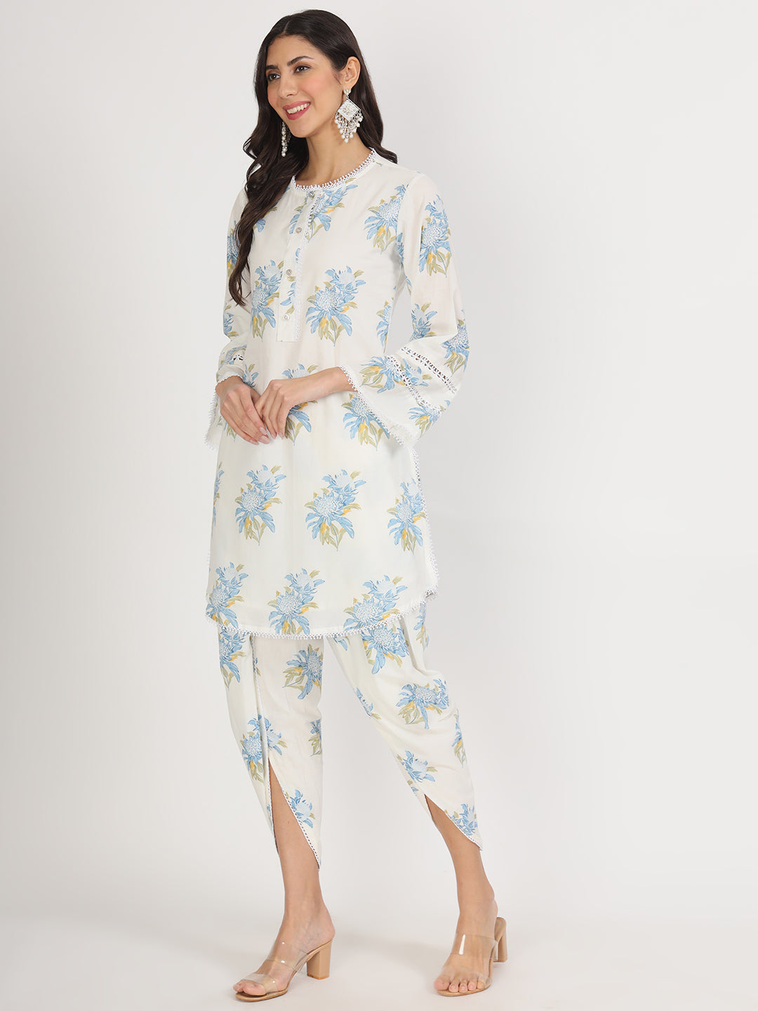 off White Floral Print Cotton Co-ord set