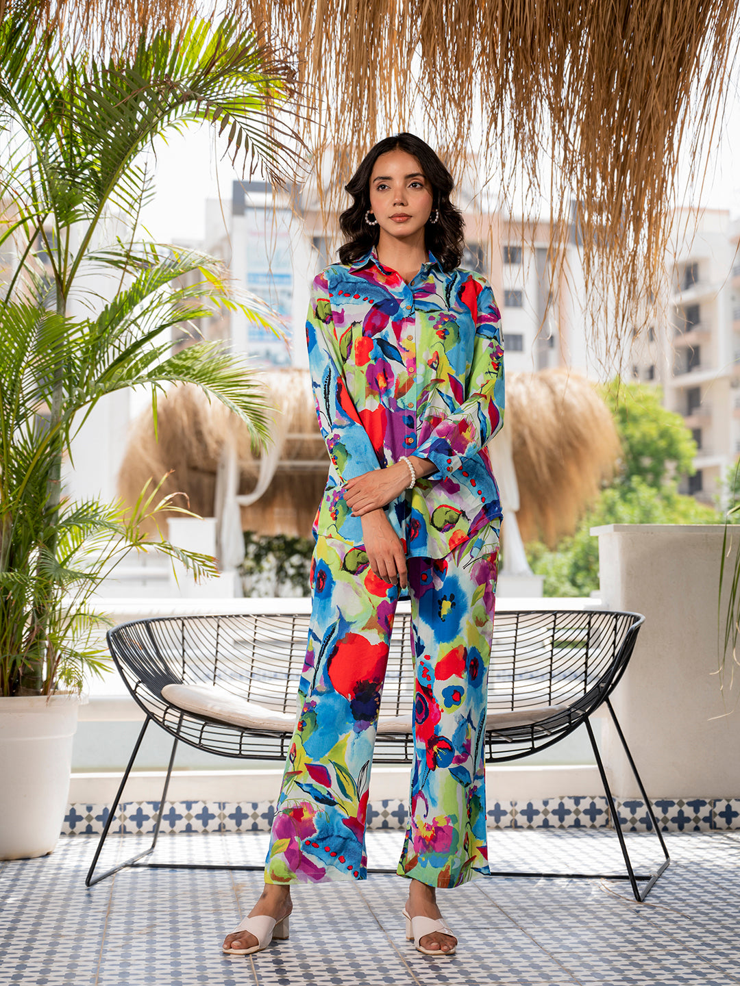 Multi Floral Printed Rayon Co-ord set for Women