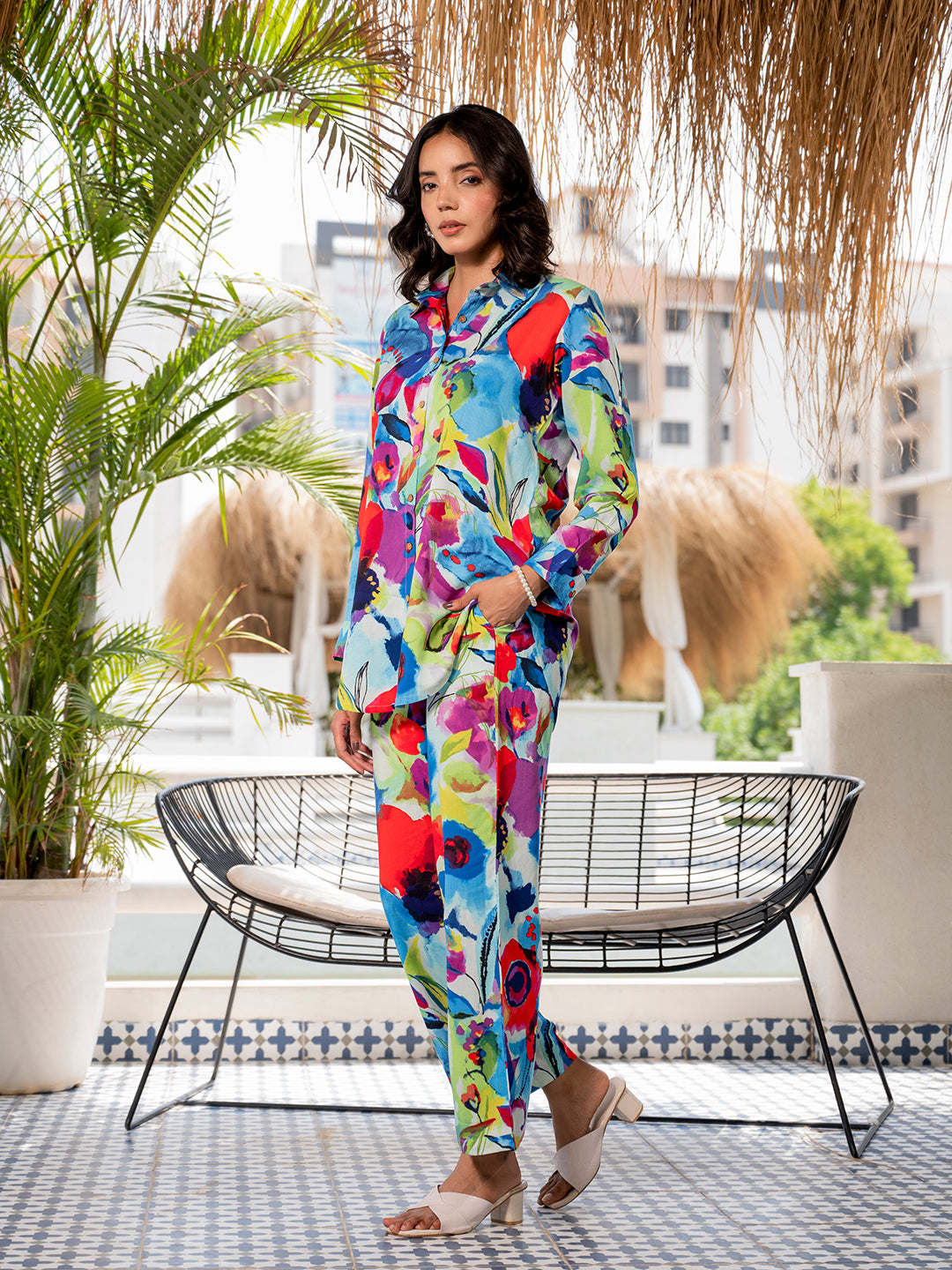 Multi Floral Printed Rayon Co-ord set for Women