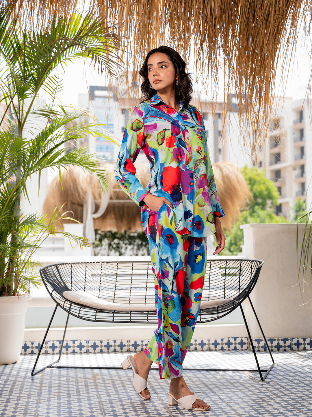 Multi Floral Printed Rayon Co-ord set for Women