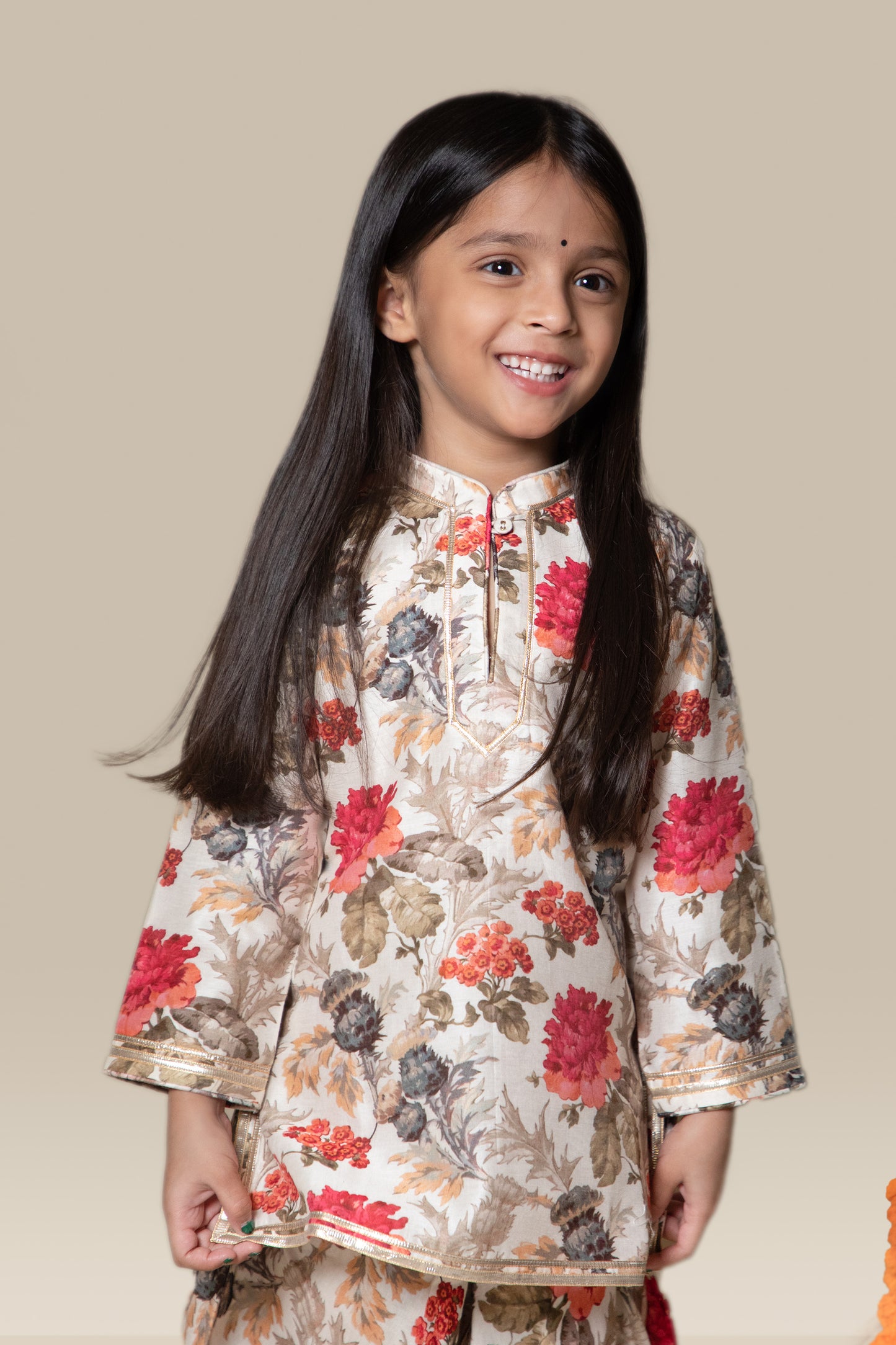 Ivory Floral kids Dhoti Set