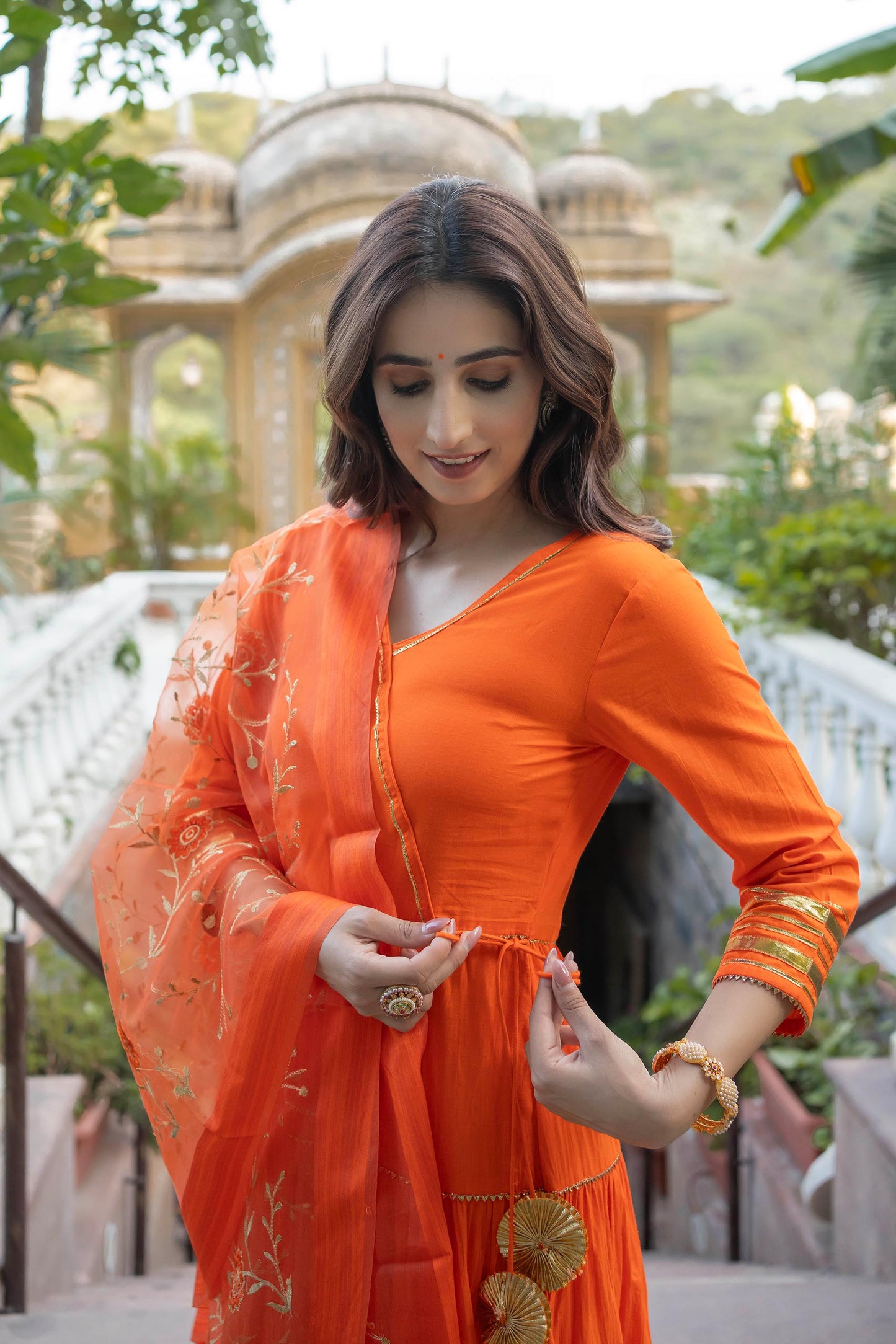 Orange Marwadi Rang Cotton Suit Set