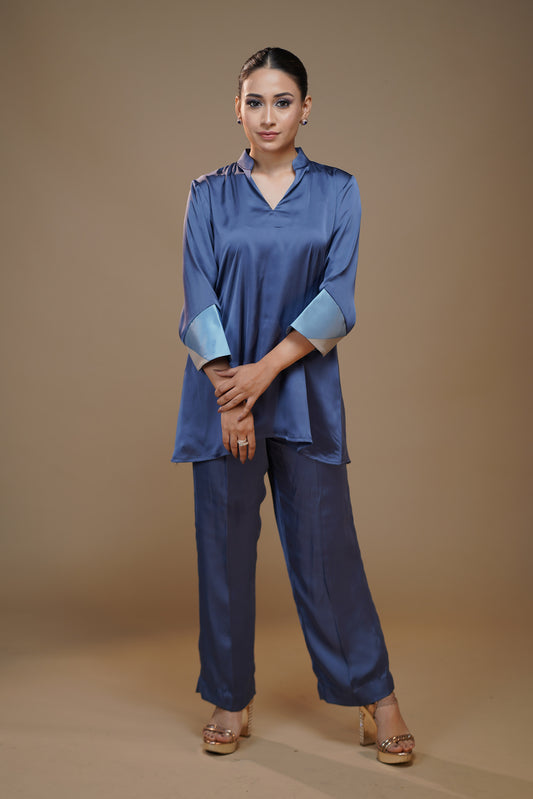 Cuffed Euphoria Harmony Blue Pant Set