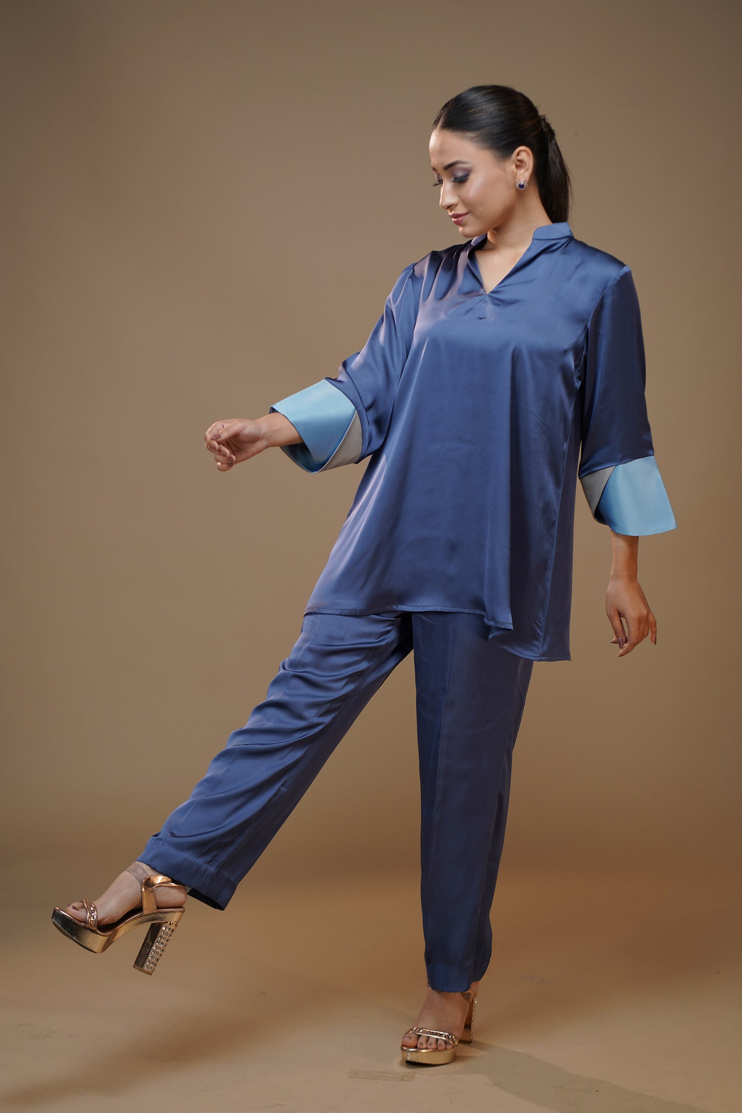 Cuffed Euphoria Harmony Blue Pant Set