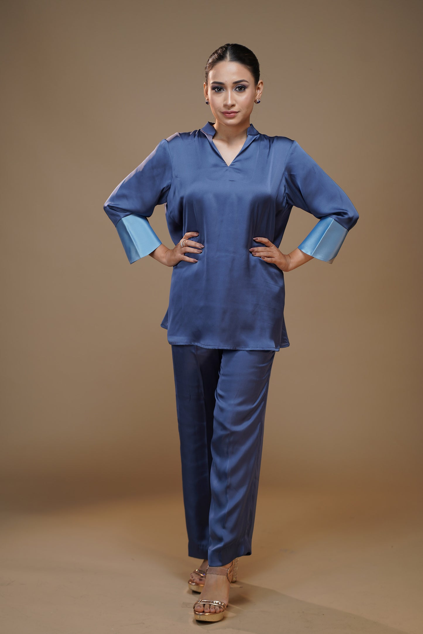 Cuffed Euphoria Harmony Blue Pant Set