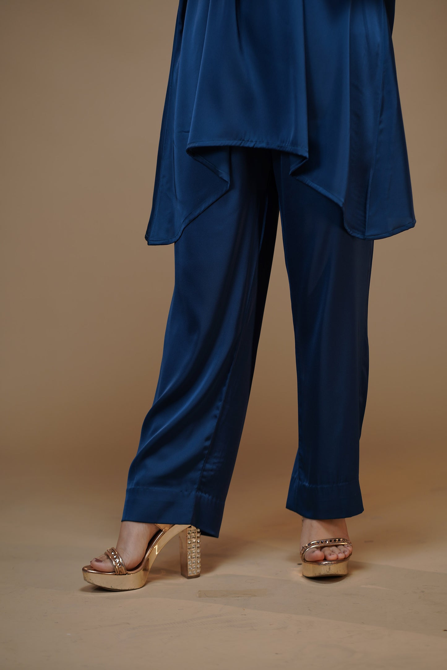 Navy Blue Serenity Satin Pant Set