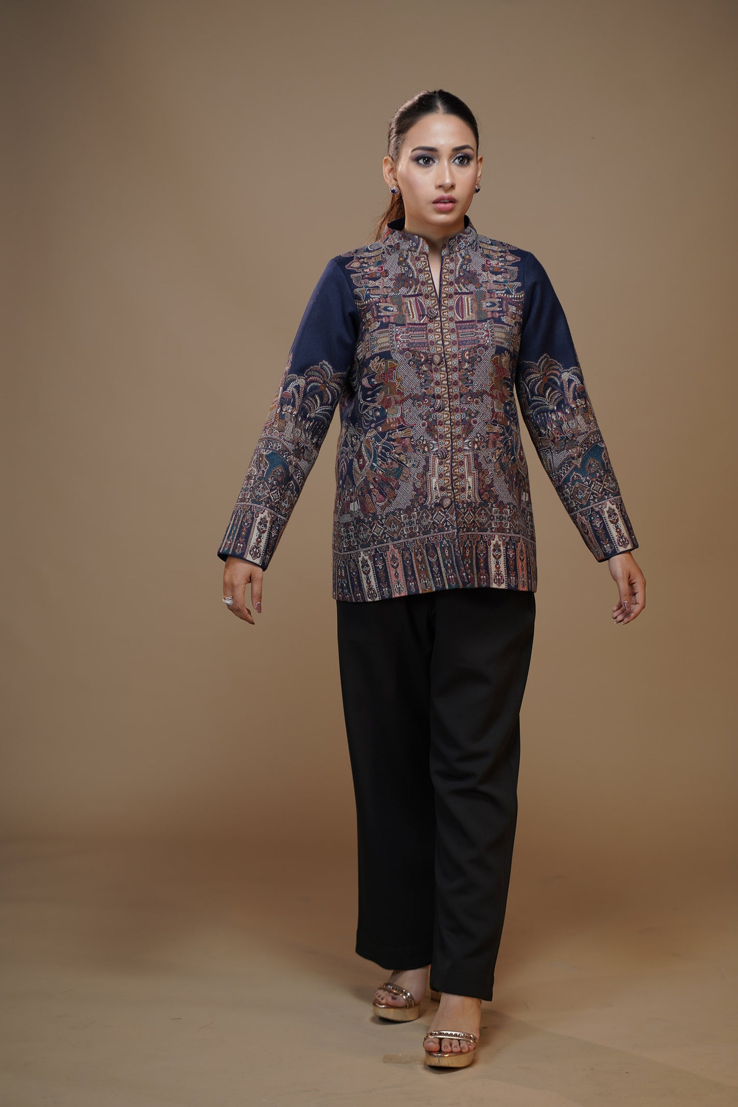 Midnight Blue pashmina Tapestry Jacket